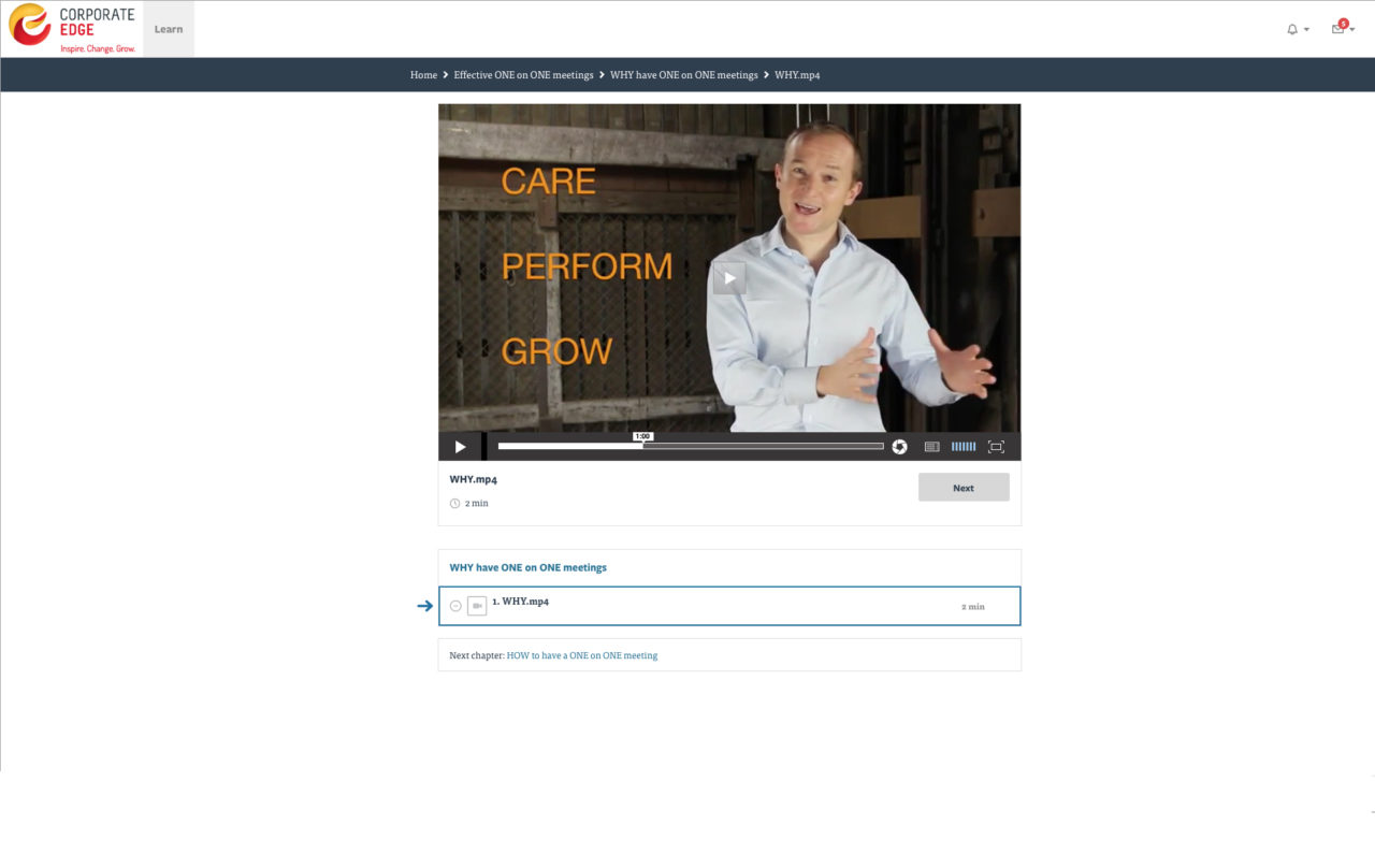 Screenshot sample of Corporate Edge's blended learning online course - as part of their corporate coaching programs