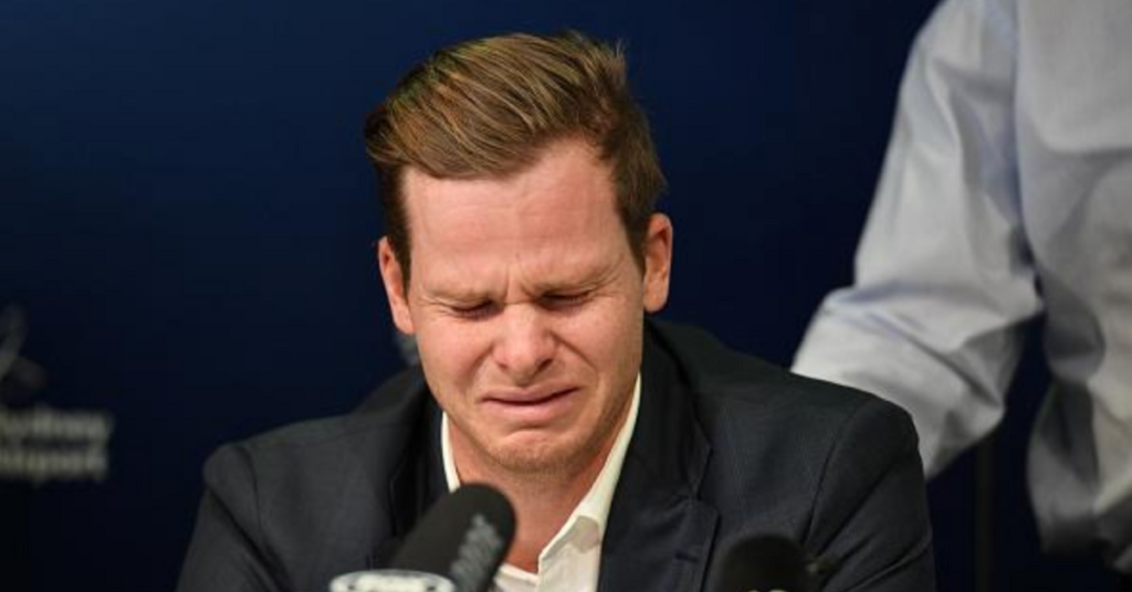 Steve Smith at press conference regarding the cricket scandal
